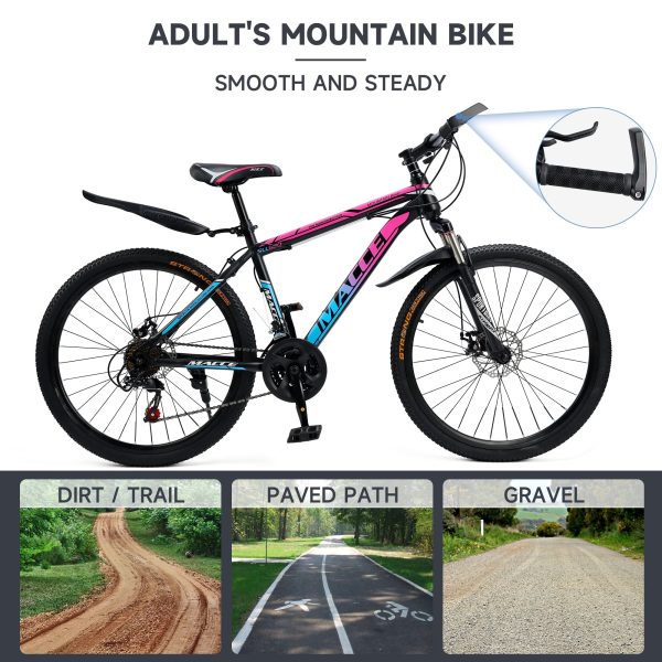 ARTUDATECH 24 26 27.5 Inch Mountain Bike, 24 Speeds with V/Disc Brakes High-Carbon Steel Frame Mens Womens Mountain Bike, Front Suspension MTB Bicycle for Adult & Teenagers - Image 11