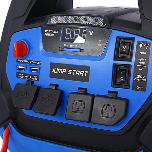 Battery Jump Starter, 1800 Amps Portable Power Station with Air Compressor/AC & USB Port/12V DC Power Ports for Gas Diesel Vehicles - Image 2