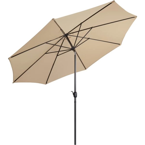 Topeakmart 11ft Patio Umbrella Market Umbrella with 8 Ribs Tilt and Crank for Garden, Deck, Backyard, Pool, Beach, Tan - Image 2