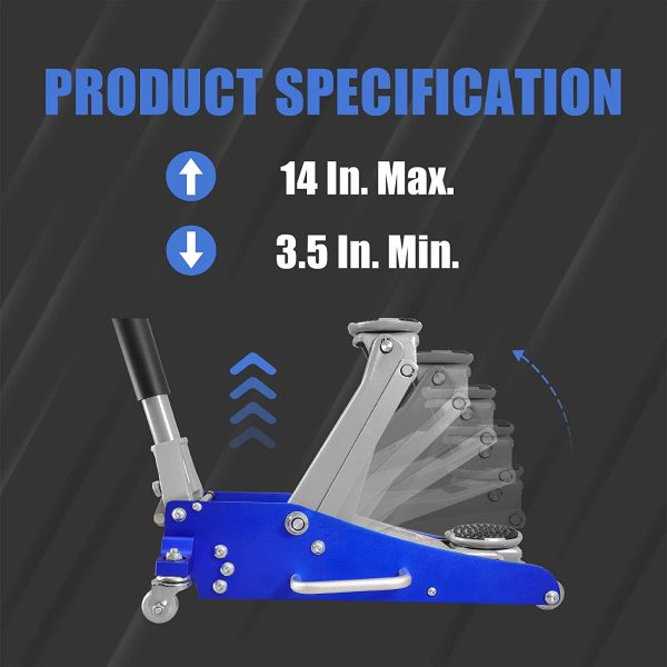 Big Red 1.5 Ton Floor Jack Aluminum and Steel Hydraulic Low Profile Car Jack Quick Lift,Blue,W815LR - Image 4