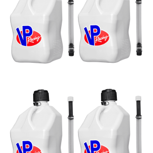 VP Racing Utility Jug 5.5 Gallon + Deluxe Hose - Mix and Match Between 11 Different Colors - Made in the USA (4 Pack, White)