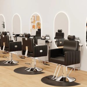 Baasha Reclining Salon Chair for Hair Stylist, Barber Chair All Purpose Styling Chair with Heavy Duty Hydraulic Pump, Reclining Barber Chair Spa Equipment - Black