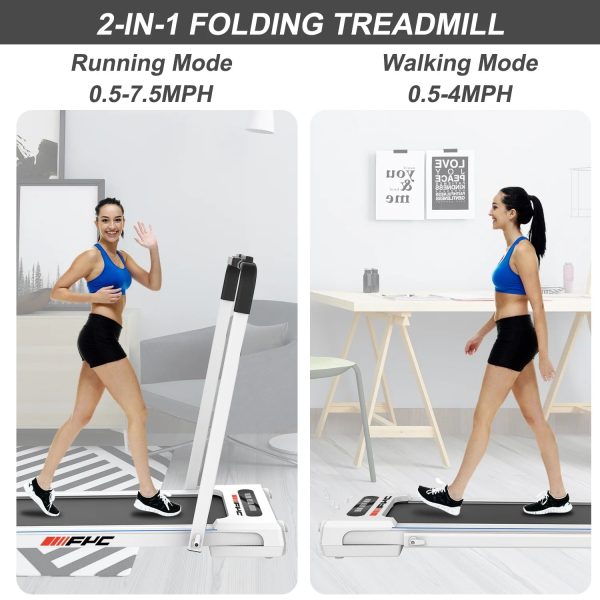 ikayaa FYC 2 in 1 Under Desk Treadmill - 2.5 HP Folding Treadmill for Home, Installation-Free Foldable Treadmill Compact Electric Running Machine, Remote Control & LED Display Walking Running Joggi - Image 2