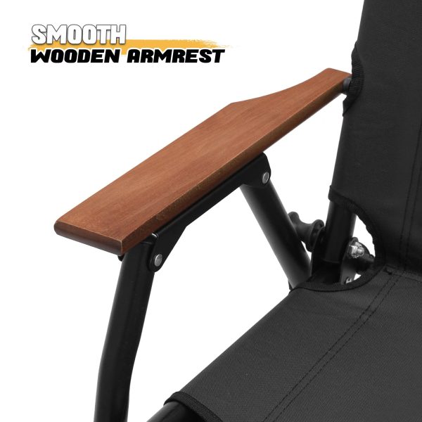 MoNiBloom Folding Double Camping Chair with Armrest, 2-Person Beach Chairs for Outdoor Camping Lawn Travel Patio Picnic, Black - Image 8