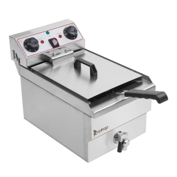 Electric Deep Fryer 8.5QT/8L Total Capacity 12.5qt/11.8l Stainless Steel Faucet Single Tank Deep Fryer 1700W Max (8L Large Fryer Blue / Large Handle) - Image 7
