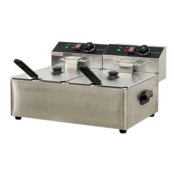23 in. Commercial Electric Countertop Stainless Steel Deep Fryer 12L 2.5KW - Image 2