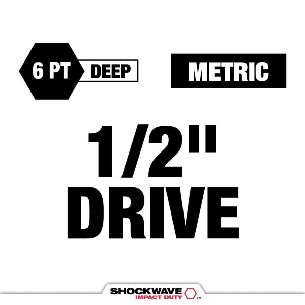 Milwaukee Impact Socket Set 1/2" Drive Metric 6 Point Forged Impact Steel 29-Pc - Image 3