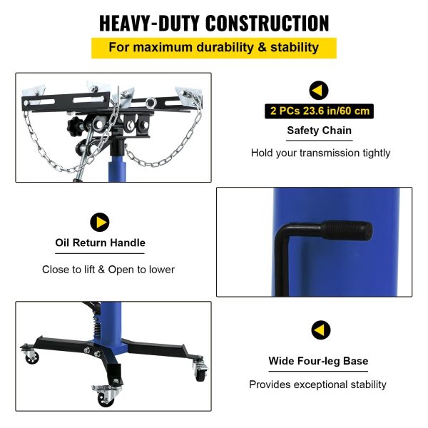 BENTISM Transmission Jack 1100 lbs 2-Stage Hydraulic High Lift Vertical Telescopic,Blue - Image 6
