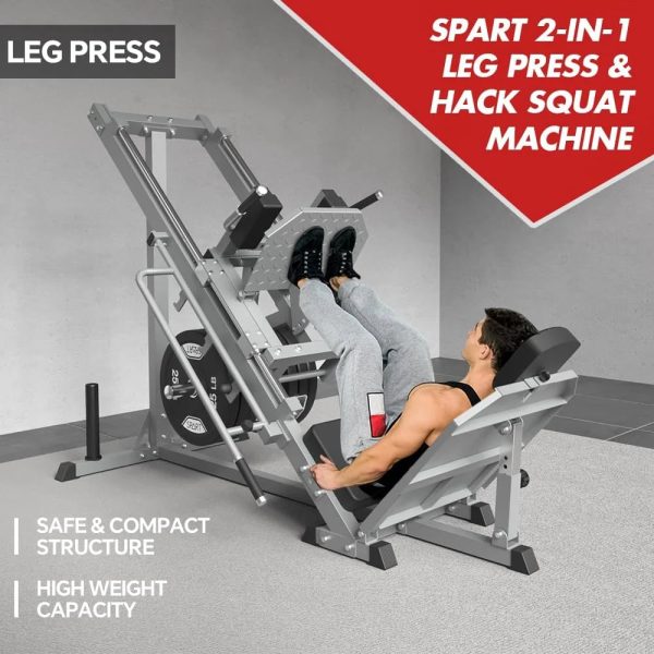 Leg Press Hack Squat Machine, Professional Adjustable Leg Exercise Machine with Linear Bearing, Lower Body Strength Training with Weight Storages for Quads, Hamstring, Glutes, Calves, Home Gym - Image 6
