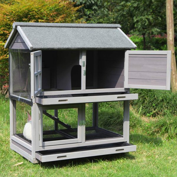 Aivituvin Rabbit Hutch Outdoor Large, Rabbit Cage Indoor Bunny Hutch Bunny Cage with Wheels -Upgrade Removable Wire Rack - Image 6
