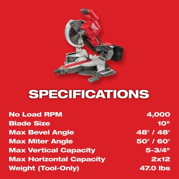 M18 FUEL 18V 10 in. Lithium-Ion Brushless Cordless Dual Bevel Sliding Compound Miter Saw Kit with One 8.0 Ah Battery 2734-21 - Image 8