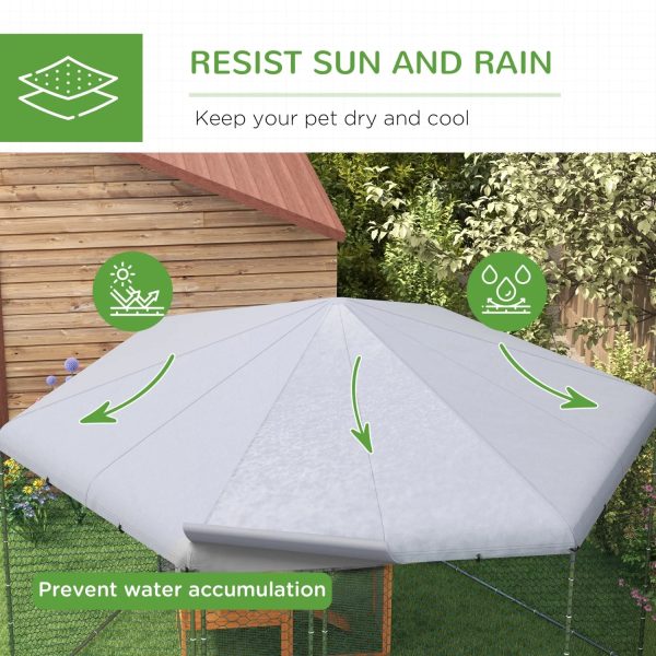 GFVCNIO PawHut Large Metal Coop Run for Ducks and Rabbits with Waterproof and Anti-UV Cover Walk-in Poultry Cage Hen House for Outdoor and Yard Farm Use 13‘ x 11.4‘ x 8.6‘ - Image 4