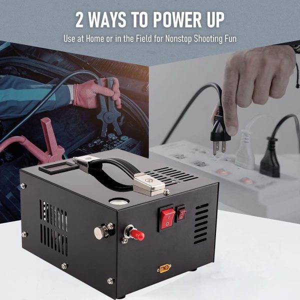 iMeshbean PCP Air Compressor, 4500PSI Portable PCP Compressor, 12V DC/110V 220V AC, PCP Manual-stop, w/Built-in Fan, for Paintball, Scuba Bottle - Image 2