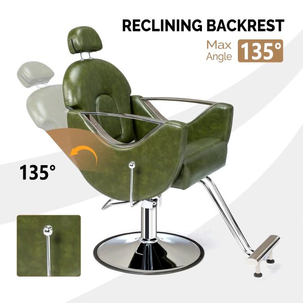 OmySalon Hair Salon Chair Barber Chair Heavy Duty, Footrest with Extra Supports, Salon Chair for Hair Stylist, Reclining Hair Chair for Braiding Shampoo Facial Waxing Esthetics Beauty Spa - Image 5