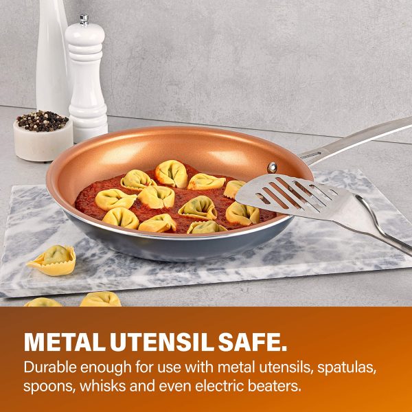 Gotham Steel 20 Pc Copper Pots and Pans Set Nonstick Cookware Set, Pot and Pan Set, Kitchen Cookware Sets, Ceramic Cookware Set, Ceramic Non Stick Pots and Pans Set with Lids, Pot Set, Dishwasher Safe - Image 9