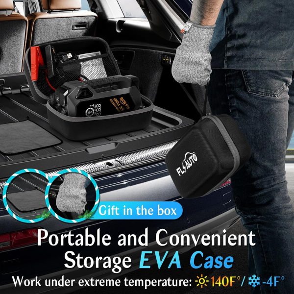 Portable Car Jump Starter, 4000A Peak Battery Jump Starter with Air Compressor 150 PSI Air Pump, 12V Auto Battery Booster Pack Safe Lithium Jumper Box with Dual USB QC 3.0 Led Light - Image 6
