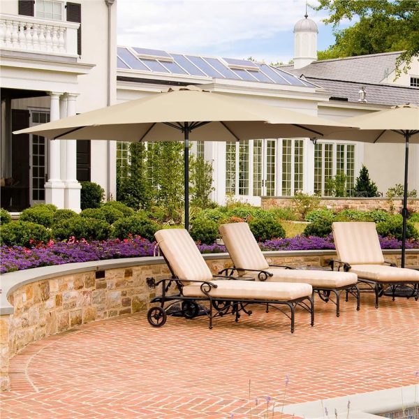 Topeakmart 11ft Patio Umbrella Market Umbrella with 8 Ribs Tilt and Crank for Garden, Deck, Backyard, Pool, Beach, Tan - Image 5