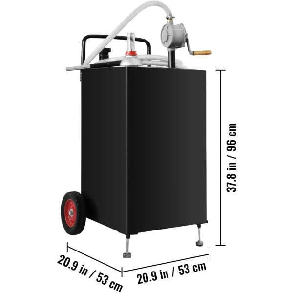BENTISM Fuel Caddy Fuel Storage Tank 30 Gallon 2 Wheels with Manuel Pump, Black - Image 8