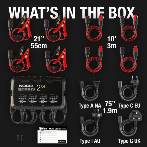 NOCO GENIUS2X4 4-Bank 8A (2A/Bank) 6V/12V Smart Battery Charger and Maintainer - Image 7