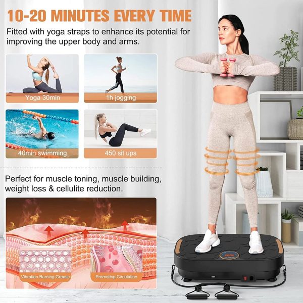 Vibrate Plate Exercise Machine Vibration Platform for Home Gym Whole Body Workout Weight Loss Shaping Toning with Resistance Bands,330lbs,Black RELIFE REBUILD YOUR LIFE - Image 8