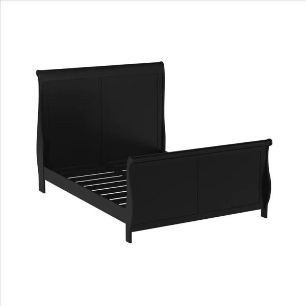 Gorgeous Black 3pc Beautiful Louis Philippe Style California King Size Sleigh Bed 2x Nightstand Set Wooden Bedroom Furniture - Image 5