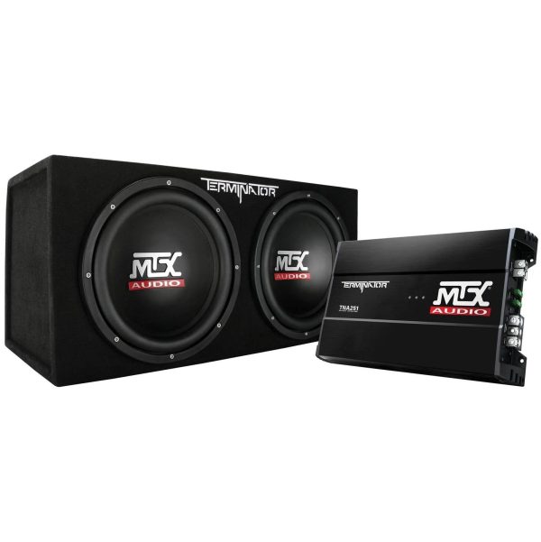 MTX 12" Dual Loaded Car Subwoofer w/Sub Box, Amplifier, & QPower Wiring Kit - Image 2