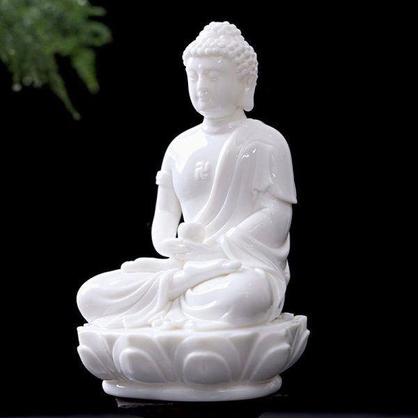 Porcelain Sakyamuni Buddha Statue Dhyana Mudra Mindful Gift Meditation - Image 2