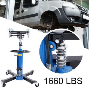 JSTUOKE 1660 Pounds Hydraulic Car Transmission Jack Vertical Lift with 360° Swivel Wheel Pedal ,Blue,33"-70"(0.75Ton)