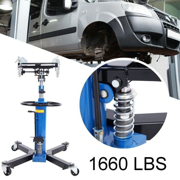 JSTUOKE 1660 Pounds Hydraulic Car Transmission Jack Vertical Lift with 360° Swivel Wheel Pedal ,Blue,33"-70"(0.75Ton)