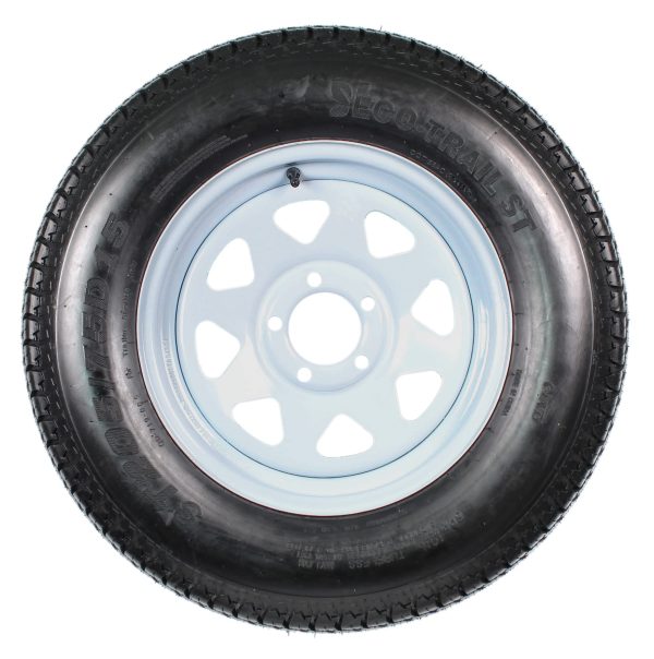 2-Pk Trailer Tire Rim ST205/75D15 15 in. Load C 5 Lug White Spoke Wheel - Image 2