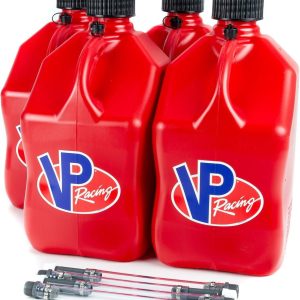 VP Racing Fuels 5-Gallon Square Motorsport Utility Container Red & 14" Standard Hose 4 Pack