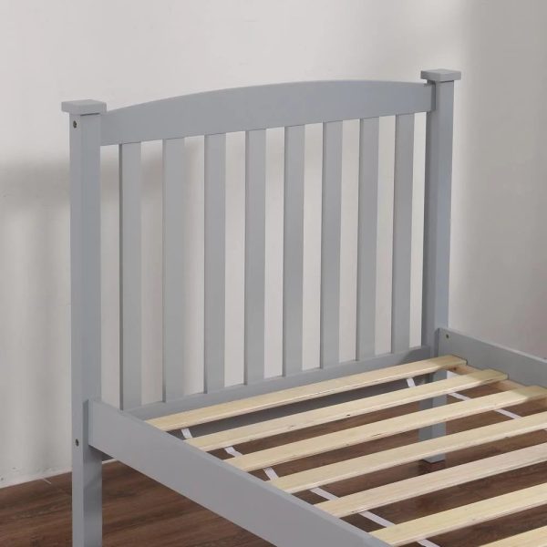 Ktaxon Vertical Wood Bed Frame for Bedroom with Headboard and Footboard Gray Twin Size - Image 8
