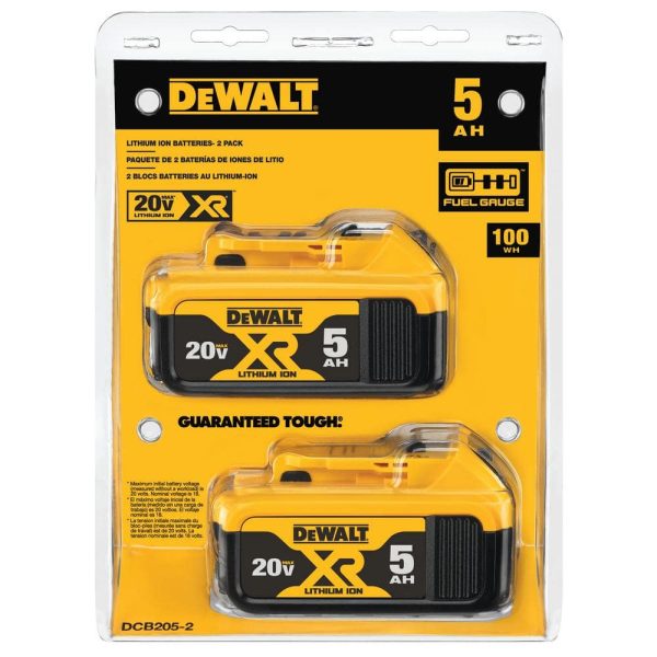 20V MAX XR Premium Lithium-Ion 5.0Ah Battery Pack (2 Pack) DCB205-2 - Image 8