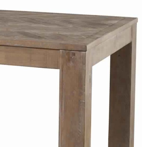 Rectangular Wooden Dining Table with Block Legs Weathered Brown - Image 2
