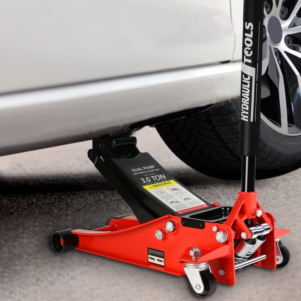 DSstyles 3 Ton Hydraulic Floor Jack Dual Pump 6600 Lb Capacity Lifting Range 3.3"-18.5" Low Profile Service Jack for Quickly Car Lift - Image 7