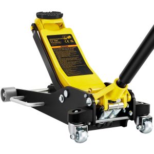 BENTISM Low Profile Floor Jack 2.5 Ton (5500 lbs), Aluminum and Steel Hydraulic Racing Floor Jack, Dual Piston Quick Lift Pump, 3-3/4"-18-7/10" Height Lifting Range, Yellow+Black
