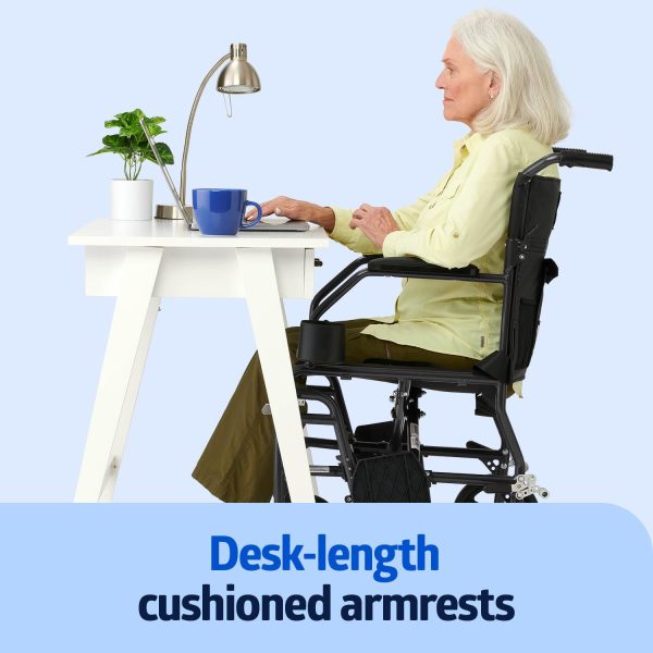 Medline Ultralight Transport Wheelchair Desk Length - Image 4