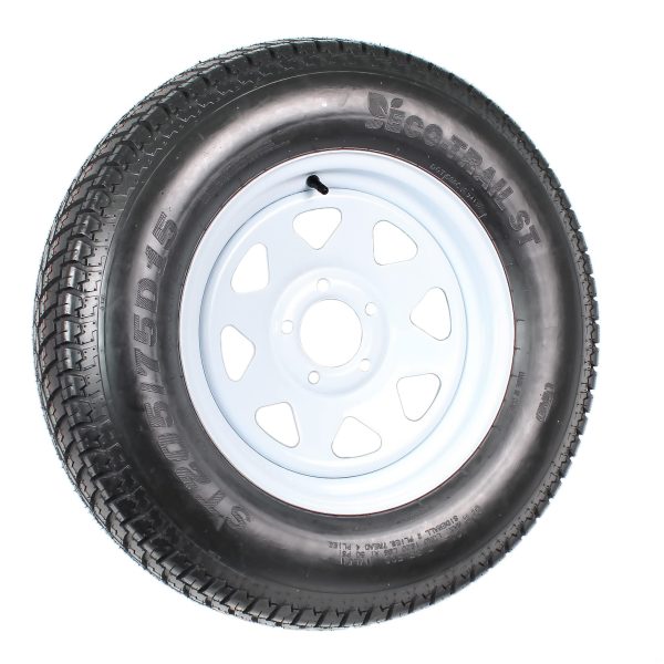 2-Pk Trailer Tire Rim ST205/75D15 15 in. Load C 5 Lug White Spoke Wheel - Image 3