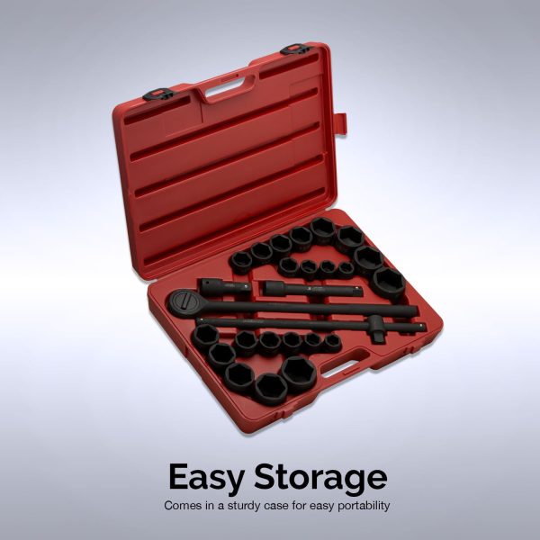 NEIKO 02499A 3/4-inch-Drive Jumbo Master Impact Socket Set, SAE and Metric Shallow-Sockets, SAE 7/8" to 2" and Metric 26 to 38 mm, 27 Pieces - Image 5