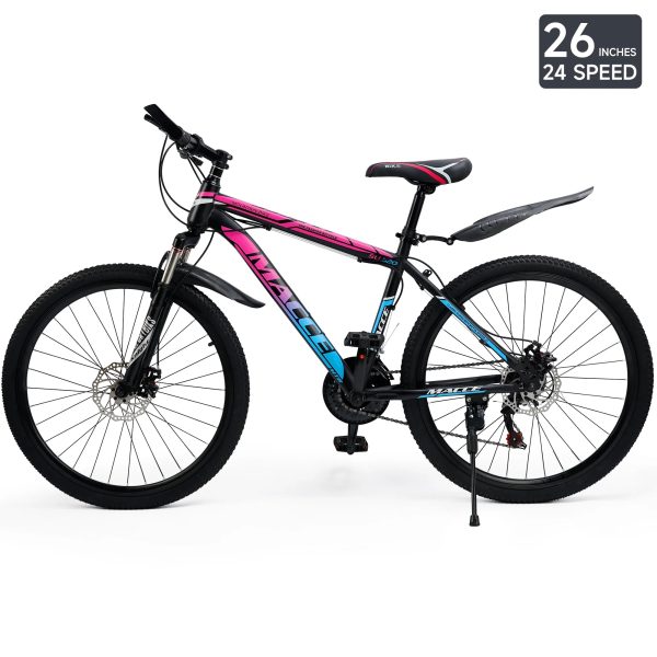 ARTUDATECH 24 26 27.5 Inch Mountain Bike, 24 Speeds with V/Disc Brakes High-Carbon Steel Frame Mens Womens Mountain Bike, Front Suspension MTB Bicycle for Adult & Teenagers - Image 4