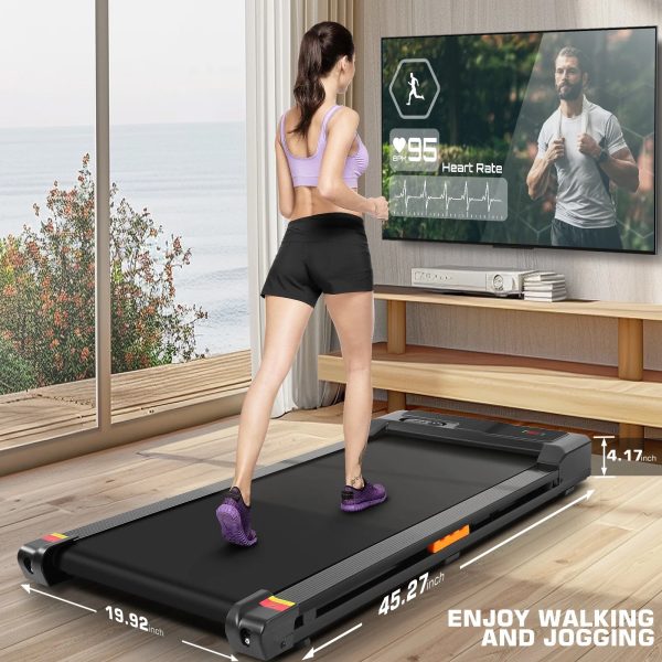 Walking Pad,2.5 HP Under Desk Treadmill 300LBS Capacity, Compact Portable Treadmill with Double Shock Absorption, Remote Control, LED Display,Installation-Free, Black - Image 5