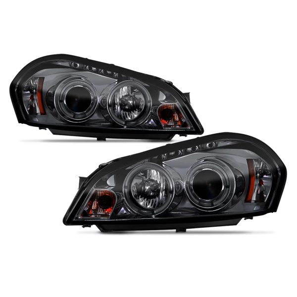 AKKON - For 2006-2013 Chevy Impala / Limited LED Dual Halo DRL Projector Headlights + Red Tail Lamps [Smoke Len Housing] - Image 2