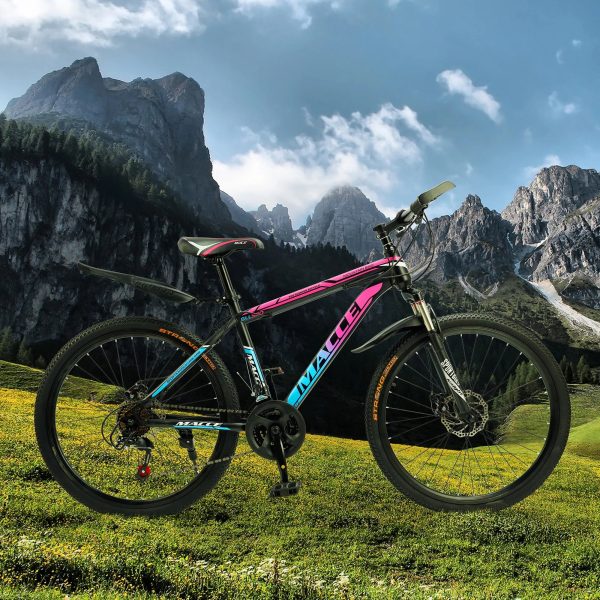 ARTUDATECH 24 26 27.5 Inch Mountain Bike, 24 Speeds with V/Disc Brakes High-Carbon Steel Frame Mens Womens Mountain Bike, Front Suspension MTB Bicycle for Adult & Teenagers - Image 10