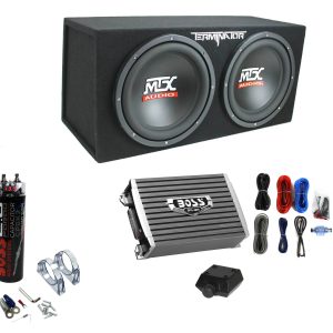 MTX TNE212D 12" 1200W Dual Loaded Subwoofer Box + 1500W Amplifier + Capacitor