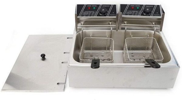 Miumaeov Stainless Steel Deep Fryer with Frying Baskets and Lid, 12.7QT/12L Capacity Countertop Deep Fryer, Frying Machine - Image 3