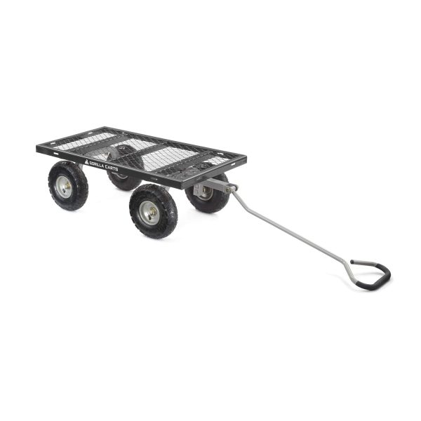 Gorilla Carts 800 Pound Capacity Heavy Duty Durable Steel Mesh Convertible Flatbed Garden Outdoor Hauling Utility Wagon Cart, Black - Image 2