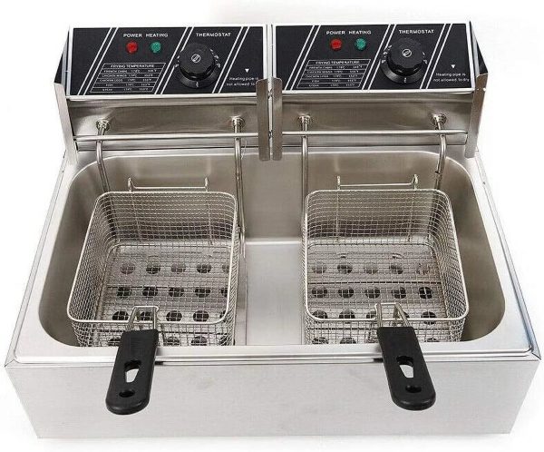 Miumaeov Stainless Steel Deep Fryer with Frying Baskets and Lid, 12.7QT/12L Capacity Countertop Deep Fryer, Frying Machine - Image 4