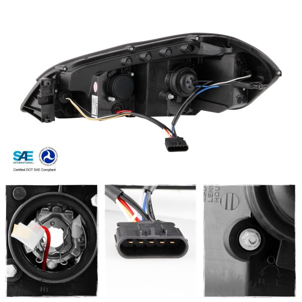 AKKON - Fits 06-13 Chevy Impala 14-16 Impala Limited 06-07 Monte Carlo LED [C-Tube] Projector Chrome Headlights Pair Left+Right - Image 2
