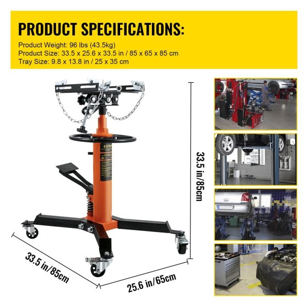 BENTISM Transmission Jack 1100 lbs 2-Stage Hydraulic High Lift Vertical Telescopic,Orange - Image 7