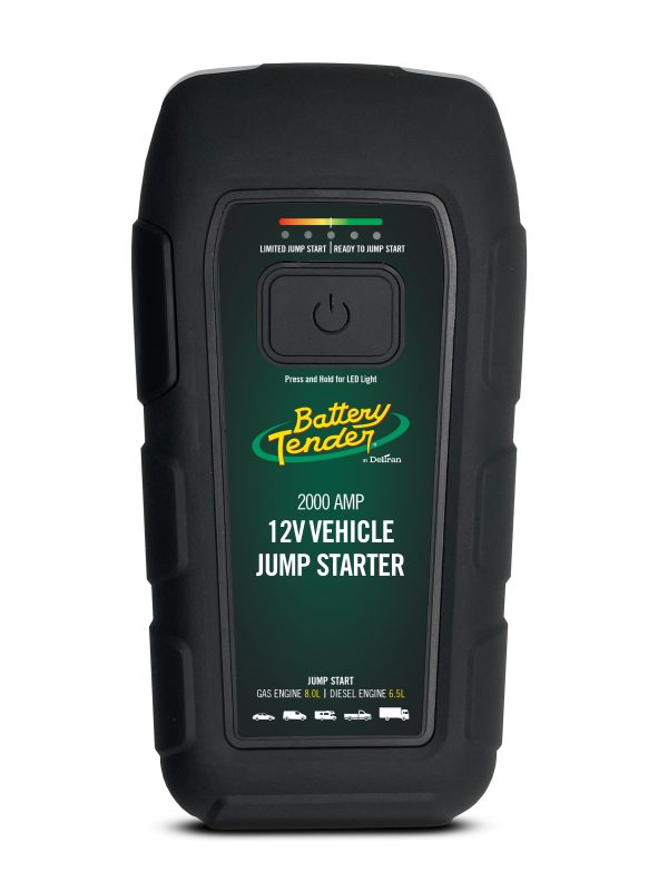 Battery Tender 2000 AMP Lithium Jump Starter - 16000mAh Portable Power Station - LED Flashlight Emergency Strobe - 3 Fast USB Charging Ports - 030-2030-WH